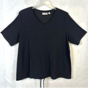 NWT QVC Belle by Kim Gravel Black Pullover Short Sleeve Top / Sz 1X